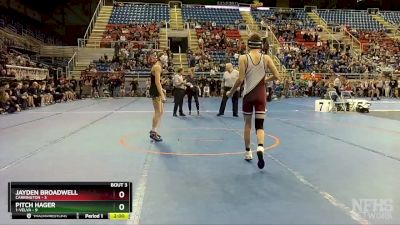 121 lbs Quarterfinal - Pitch Hager, 1-Velva vs Jayden Broadwell, Carrington