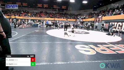 52 lbs Consi Of 16 #2 - Canyon Jones, Tecumseh Youth Wrestling vs Kannon Keith, Midwest City Bombers Youth Wrestling Club