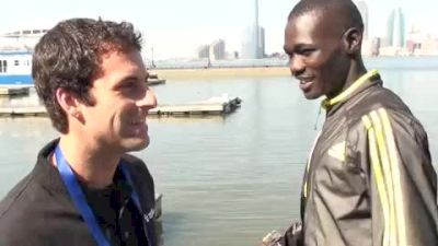 Champion Peter Kamais of Kenya after the 2010 NYC Half Marathon