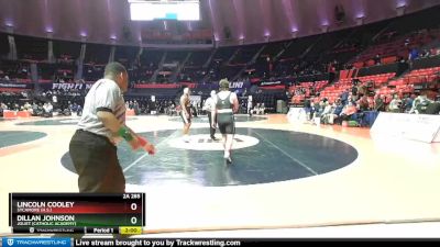 2A 285 lbs Quarterfinal - Dillan Johnson, Joliet (Catholic Academy) vs Lincoln Cooley, Sycamore (H.S.)