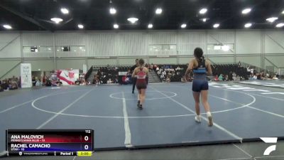 112 lbs 4th Wrestleback (16 Team) - Ana Malovich, Pennsylvania Blue vs Rachel Camacho, Utah