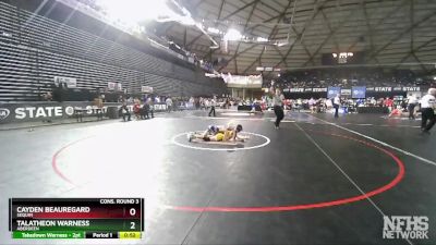 2A 106 lbs Cons. Round 3 - Cayden Beauregard, Sequim vs Talatheon Warness, Aberdeen