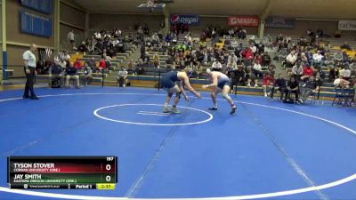 197 lbs Cons. Round 3 - Jay Smith, Eastern Oregon University (Ore.) vs Tyson Stover, Corban University (Ore.)