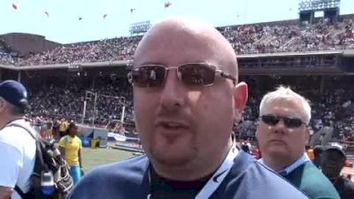 Joe Battaglia of Universal Sports before USA vs the World 4x100