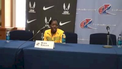 Kenia Sinclair of Jamaica after USA vs the World SMR victory 2010 Penn Relays