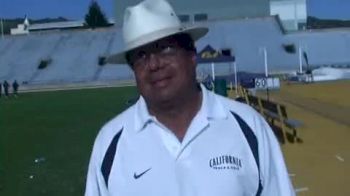 Cal Head Coach Tony Sandoval after the Brutus Hamilton Invitational