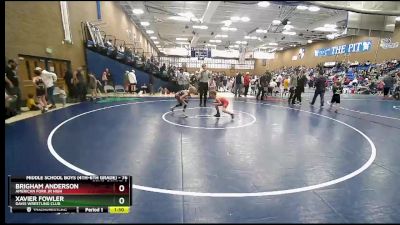 76 lbs Cons. Round 3 - Brigham Anderson, American Fork Jr High vs Xavier Fowler, Davis Wrestling Club