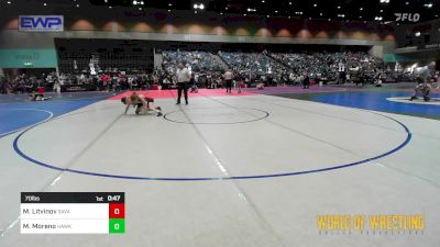 70 lbs Consi Of 8 #1 - Maxim Litvinov, Savage House Wrestling Club vs Matthew Moreno, Hawkeye WC