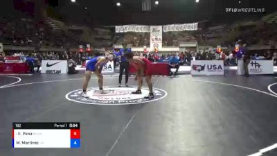 182 lbs Quarterfinal - Emmanuel Pena, Redwood High School Wrestling vs Michael Martinez, California