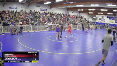 144 lbs Quarterfinal - Dillon Le, Newberg Mat Club vs Trevor Wolf, Peninsula Wrestling Club