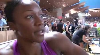 Carmelita Jeter after 100 victory and SB at 2010 Monaco Diamond League