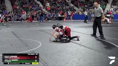 85 lbs Cons. Round 2 - Lilly Linsner, Hoisington Jr. Cardinal vs Hollis Hebert, El Dorado