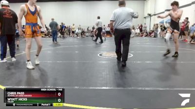 145 lbs Cons. Round 2 - Wyatt Hicks, Talon vs Chris Pass, School Of Hard Knocks