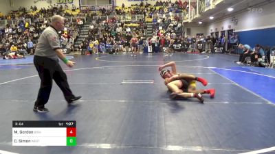189 lbs R-64 - Marquez Gordon, Bishop McCort vs Cam Simon, West Allegheny