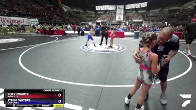 85 lbs Champ. Round 2 - Zoey Swartz, Miami Elite vs Jymini Waters, California