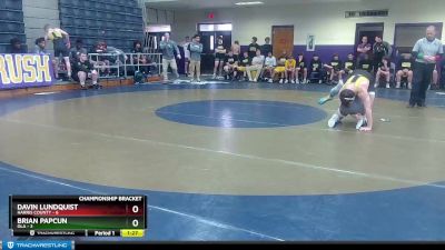 144 lbs Quarterfinals (8 Team) - Davin Lundquist, Harris County vs Brian Papcun, Ola