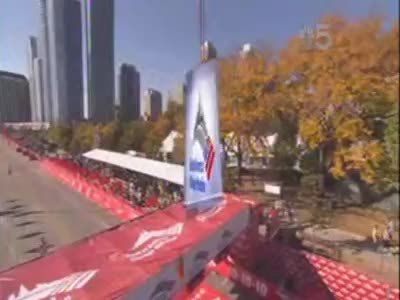 Sammy Wanjiru with NBCChicago.com after winning 2010 Chicago Marathon