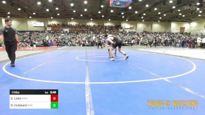 175 lbs Consi Of 16 #1 - Garrett Lees, Southwest Washington Wrestling Club vs Orinn Hubbard, Redmond High School