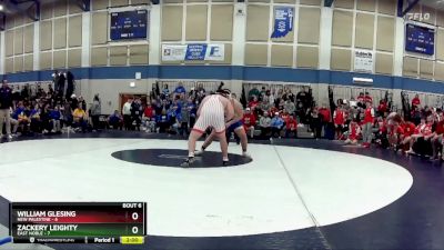 285 lbs Champ Round 1 (16 Team) - Zackery Leighty, East Noble vs William Glesing, New Palestine