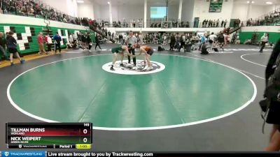 145 lbs Cons. Round 5 - Tillman Burns, Worland vs Nick Weipert, Green River