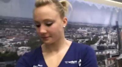 Ariella Kaeslin of Switzerland after finishing a close 4th in the Vault Final