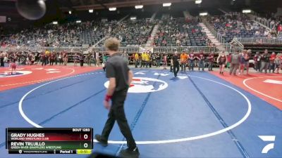 77 lbs Cons. Round 3 - Revin Trujillo, Green River Grapplers Wrestling vs Grady Hughes, Worland Wrestling Club