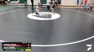 110 lbs Quarterfinal - Jasmine Hadden, Top Of The Rock Wrestling Club vs Hailey Ramert, Douglas Wrestling Club