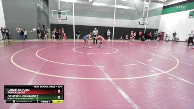 100 lbs Semifinal - Genesis Hernandez, Honey Badger Wrestling Club vs Lainie Galvan, Basehor Bobcats