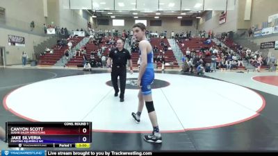 113 lbs Cons. Round 1 - Canyon Scott, Sugar Salem Wrestling vs Jake Silveria, Fighting Squirrels WC