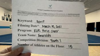 Elite Force Cheer - Emeralds [L1 Youth - D2 - Small] 2021 PacWest Virtual Championship