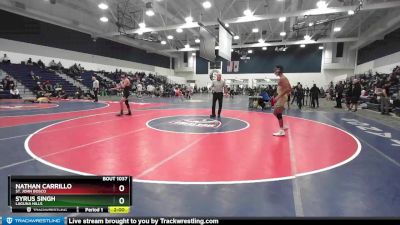 120 lbs Quarterfinal - Nathan Carrillo, St. John Bosco vs Syrus Singh, Laguna Hills