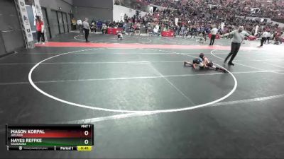 69 lbs Cons. Round 2 - Hayes Reffke, Kaukauna vs Mason Korpal, Arcadia