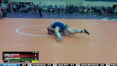 3 - 150 lbs Quarterfinal - Christian Gordy, Lafayette vs Owen Hartman, Spotswood HS