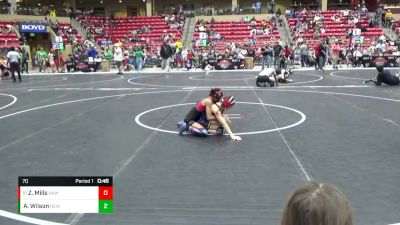 70 lbs Quarterfinal - Zoey Mills, Hutchinson Kids Wrestling vs Avy?ianna Wilson, Team Of Hard Knox