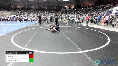 80 lbs Consi Of 16 #2 - Logan Sligar, Tulsa Blue T Panthers vs Baylin Wigington, Blaine County Grapplers