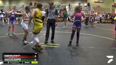 112 lbs Round 5 (6 Team) - Rawston Rogers, Untouchables Purple vs Harmoni Hunley, Mi Pitbulls Gold