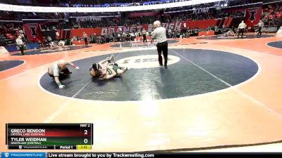 2A 126 lbs Cons. Round 3 - Tyler Weidman, Grayslake (Central) vs Greco Rendon, Crystal Lake (Central)