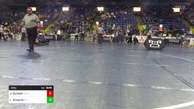 41 lbs Semifinal - Jonah Burkett, Claysburg-Kimmel vs Lukas Gregula, Mt. Lebanon