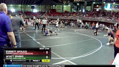 75 lbs Cons. Round 1 - Wyatt Sparks, Milford Wrestling Club vs Everett Apolius, Perkins County Youth Wrestling