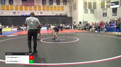 184 lbs Quarterfinal - Michael Coleman, Navy vs Steve Schneider, Binghamton