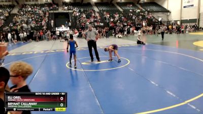 90 lbs Quarterfinal - Bryant Callaway, Sherman Challengers vs Eli Orel, Winner Youth Wrestling