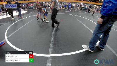 67 lbs Quarterfinal - Skylynn Hatler, Harrah Little League Wrestling vs Mila Rodriguez, Noble Takedown Club