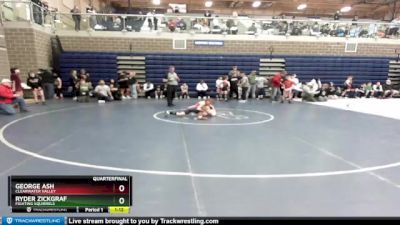 85 lbs Quarterfinal - Ryder Zickgraf, Fighting Squirrels vs George Ash, Clearwater Valley