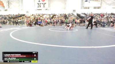 113 lbs Quarterfinal - Logan Matthews, Fairport Jr. Red Raiders Wrestling vs Lily Blazina, Malone Wrestling Club