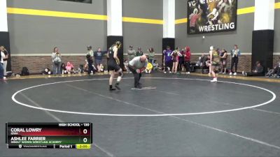 130 lbs Cons. Round 2 - Ashlee Farrier, Sebolt Women Wrestling Academy vs Coral Lowry, Iowa