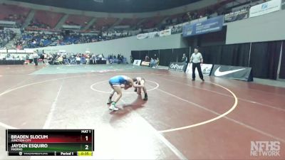 4A-120 lbs Cons. Round 1 - Braden Slocum, Junction City vs Jayden Esquiro, Madras