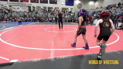 50 lbs Consi Of 4 - Mazie Johnson, Oakdale vs Carolina Guillent, Socal Grappling Club