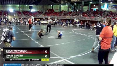 75 lbs Cons. Round 2 - Chase Laaker, Thayer Central vs Braxtyn Werger, Hawks Wrestling Club (Lincoln)