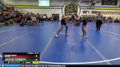 JV-18 lbs Round 1 - Cohen Roth, Spencer vs Christian Timmerman, West Delaware, Manchester