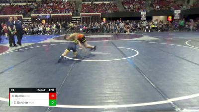 89 lbs Champ. Round 1 - Colton Gardner, Miles City Wrestling Club vs Durand Redfox, Billings Wrestling Club